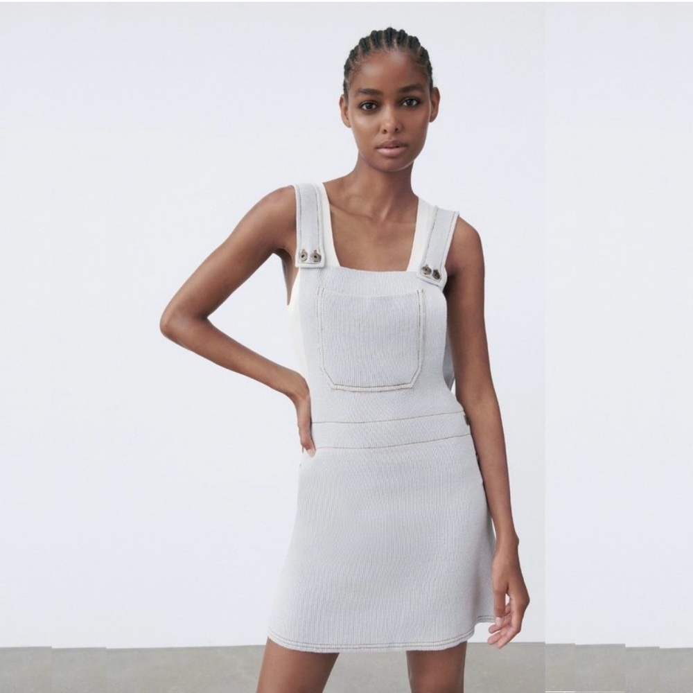 Zara Light Blue Overall Dress